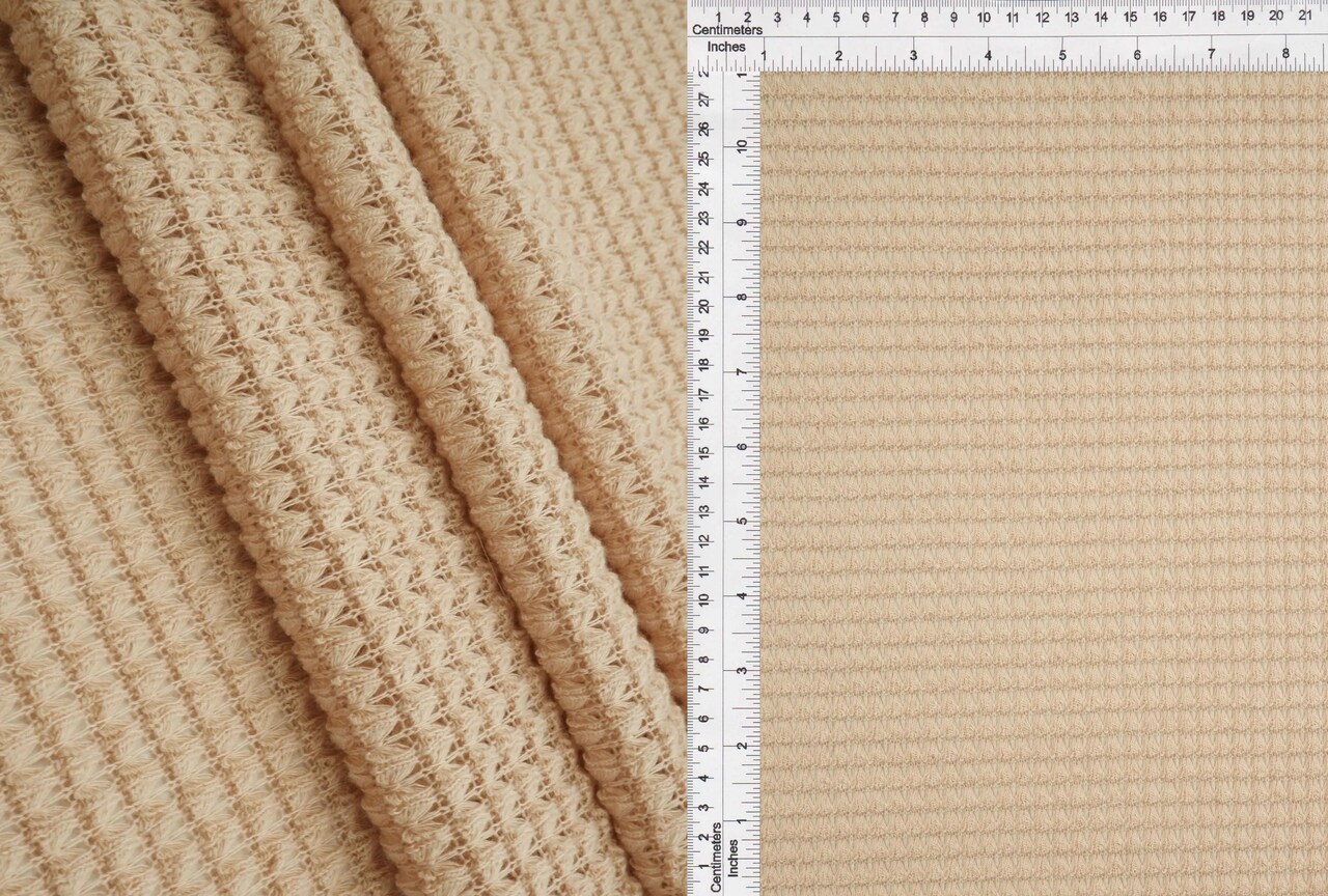 1 Yard Oversize Waffle Solid Knit Fabric 220 GSM, 54/56″ Wide Polyester Rayon Spandex Blend